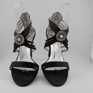 Carlos by Carlos Santana Black Strappy Jewel Heels